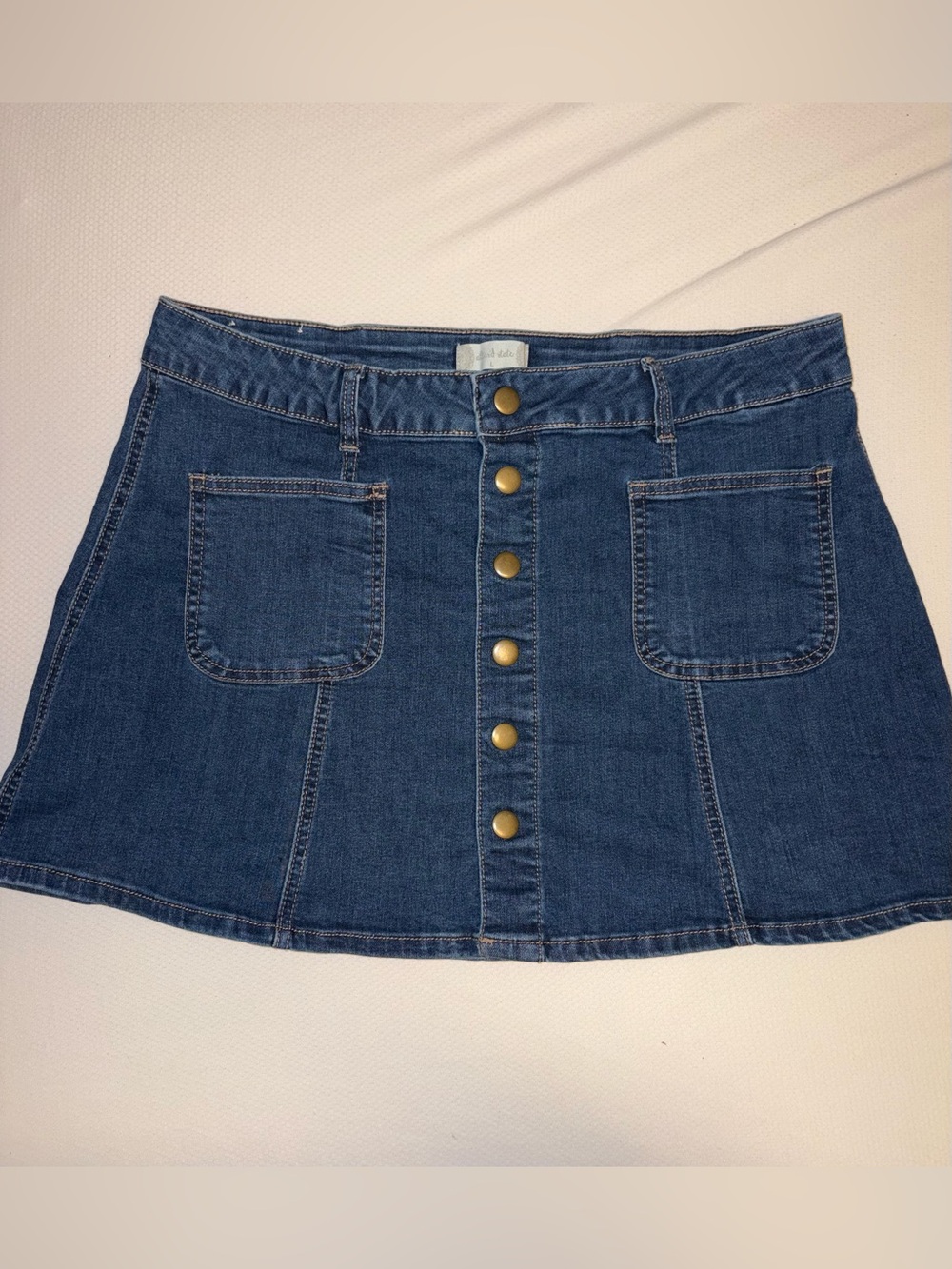 Altar’d State Denim Mini Skirt Button Front Flared Y2K Cute